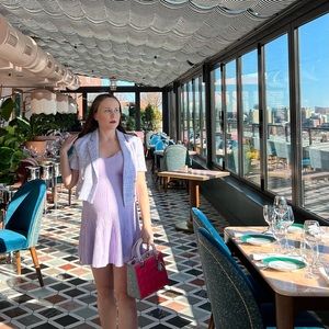 Express lilac knit a-line dress